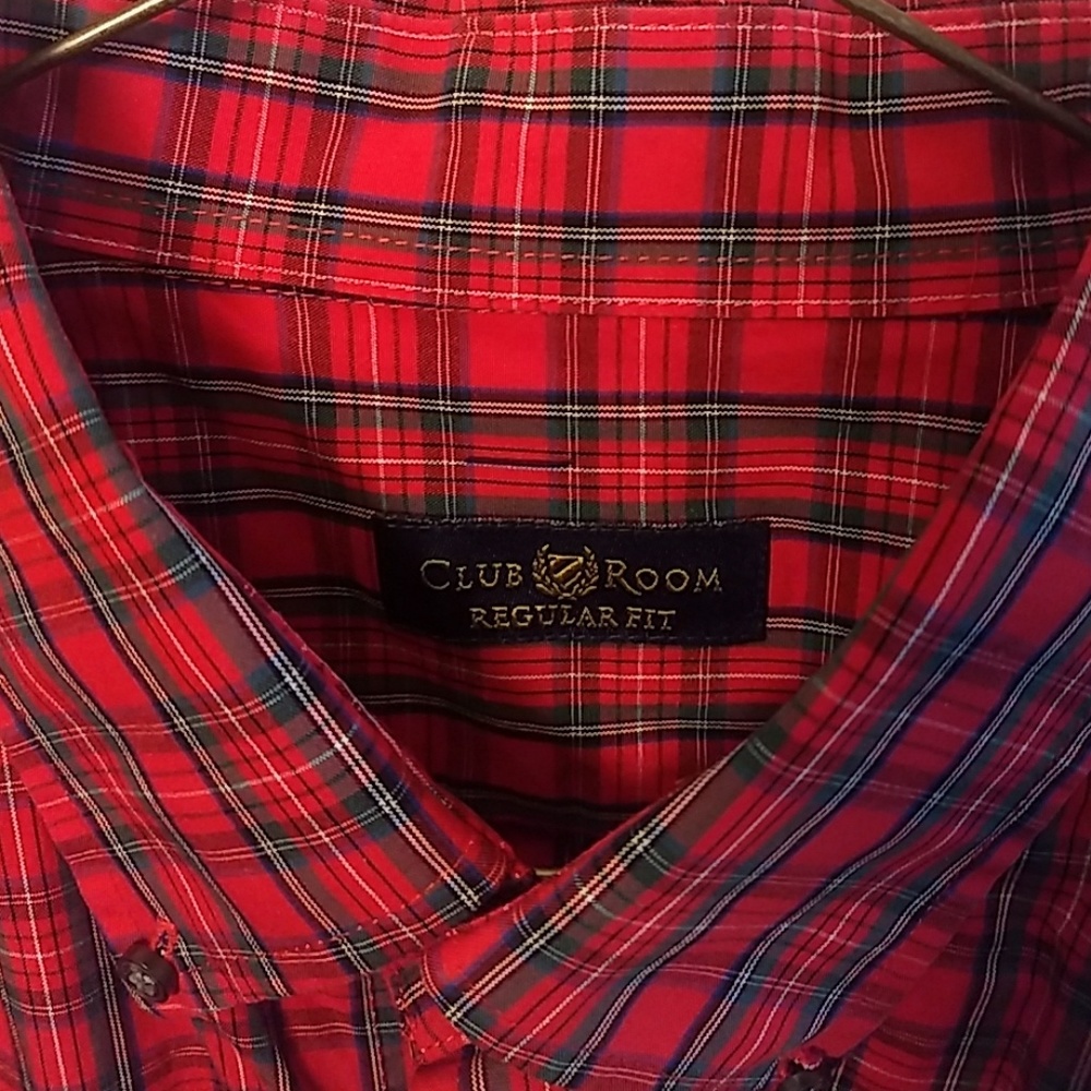 Red plaid button down - Picture 2 of 4
